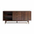 Walnut wood sideboard cabinet with sliding doors and storage drawers 150 x 45 x 75cm