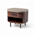 Wooden nightstand with a single drawer and open shelf in walnut finish 60 x 40 x 45cm