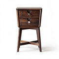 Walnut wood nightstand with two drawers and modern design 40 x 40 x 60cm
