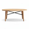 Wooden coffee table with black metal legs 100 x 60 x 45cm oval design