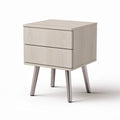 Wooden nightstand with two drawers and metal legs in light gray 60 x 40 x 50cm
