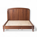 Wooden bed frame with slatted base in walnut finish 200 x 160 x 100cm