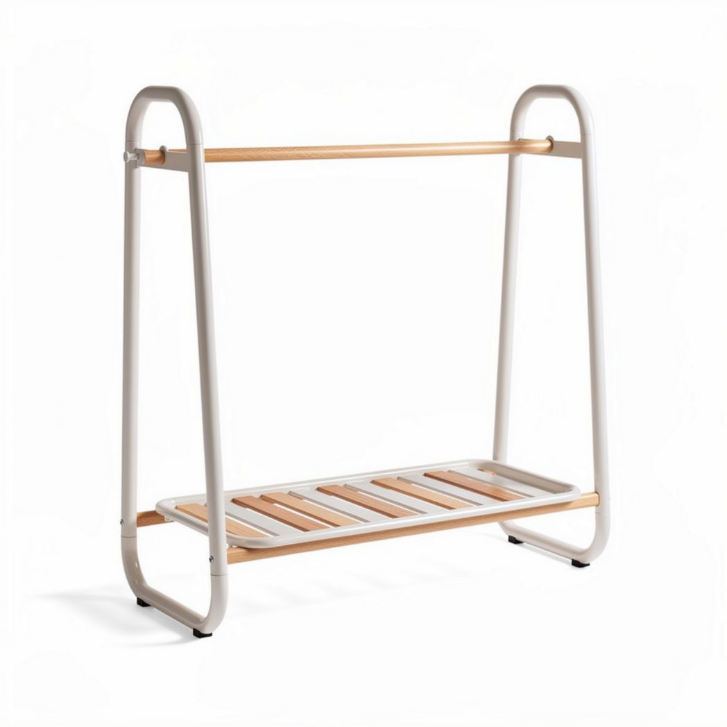 Wood and metal shoe rack for entryway 80 x 40 x 60cm storage solution