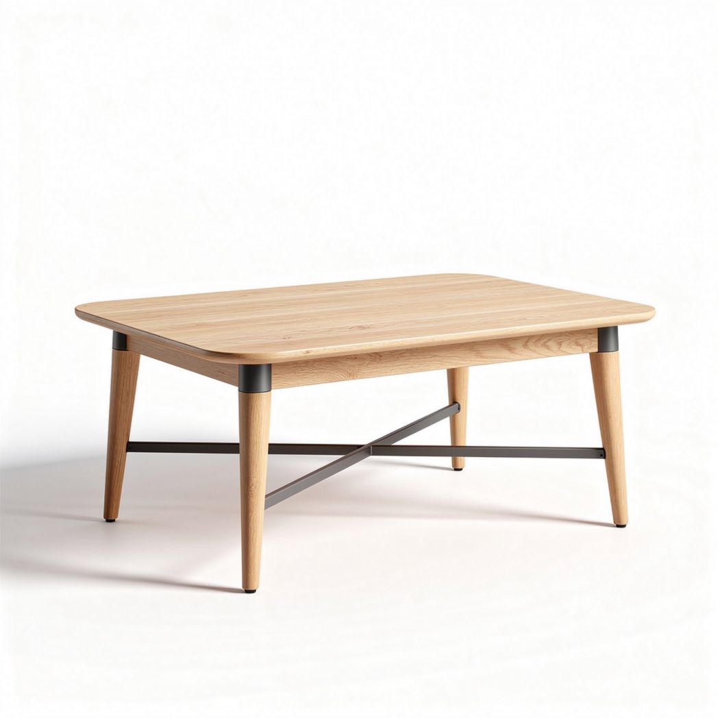 Wooden coffee table with black metal accents 120 x 80 x 45cm
